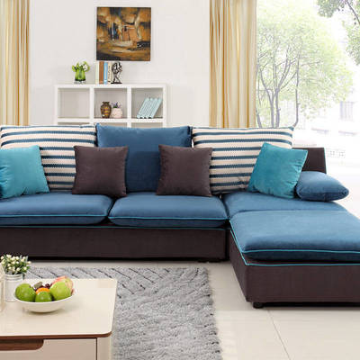 时尚转角组合，尊贵宝石蓝——早晨家居为您打造理想客厅休闲体验